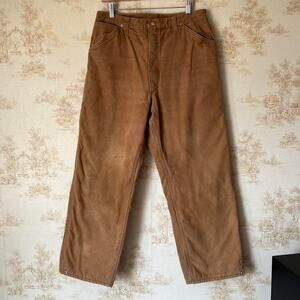 Vintage Carhartt Insulated Duck Canvas Pants | Flannel Lined Carpenter | 36x30